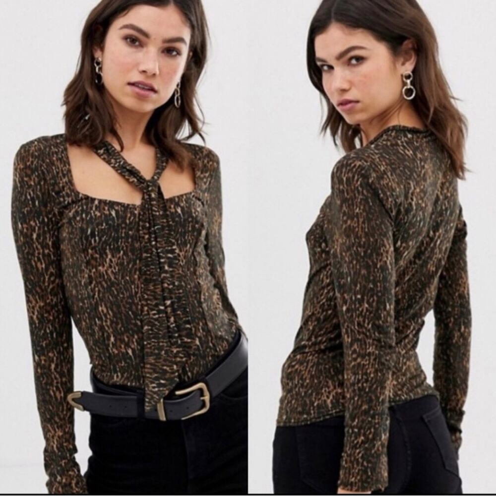 Free People Wild Thing Leopard Print Top